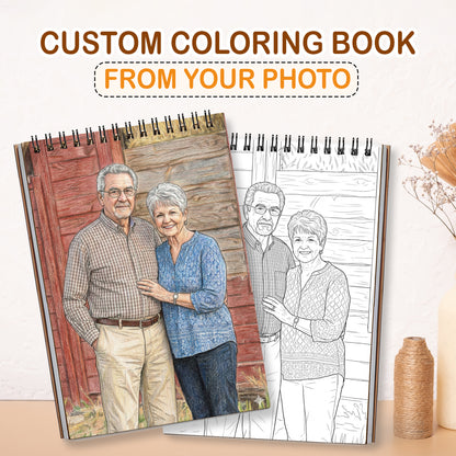 Custom Photo Coloring Book for Grandma & Grandpa, Personalized Memory Gift