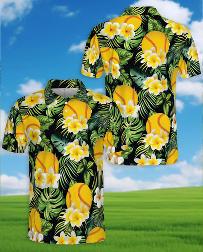 Softball Plumeria Polo Shirt for Men – Tropical Floral Style | Netecom
