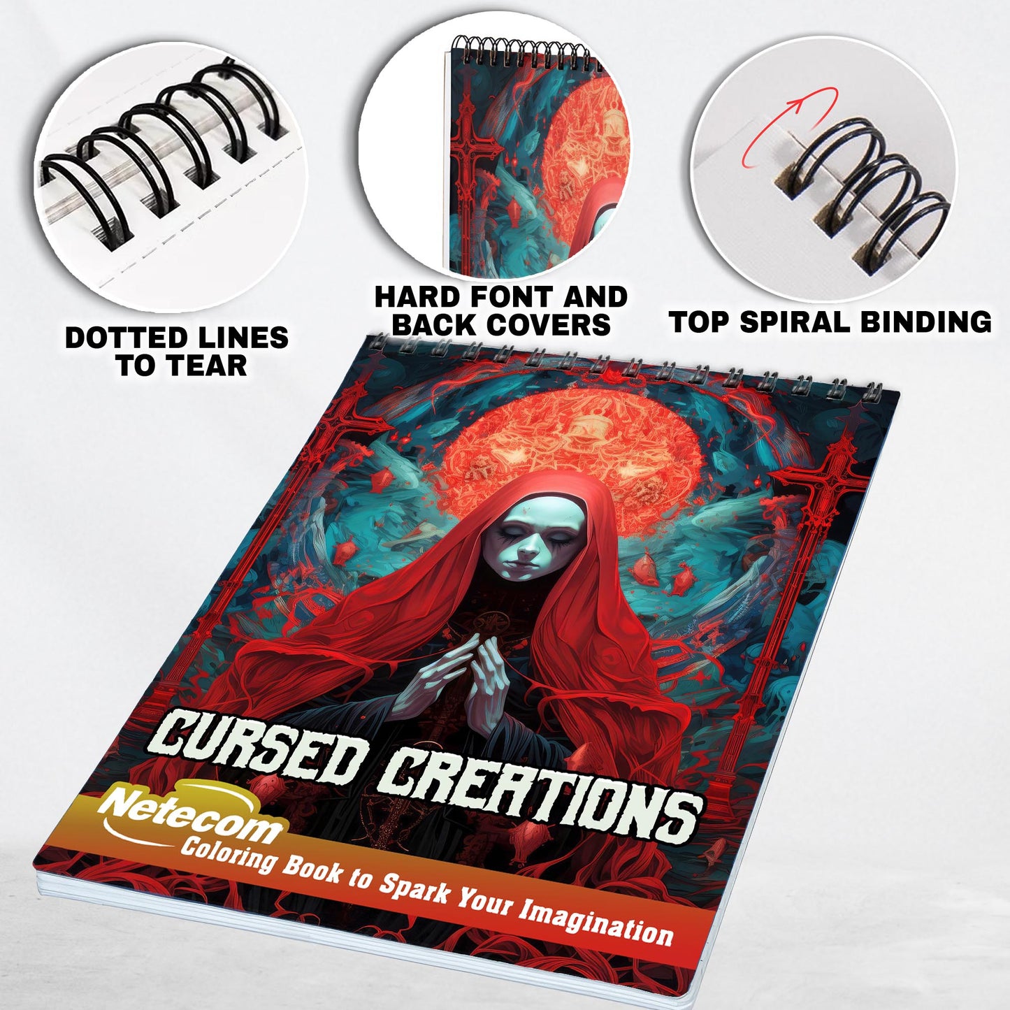 Cursed Creations Spiral Bound Coloring Book, Explore Sinister and Haunting Scenes in this Cursed Creations Coloring Experience