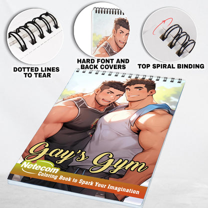 Gay's Gym Spiral Bound Coloring Book, Explore the Vibrant World of LGBTQ+ Individuals at the Gym with 30 Exquisitely Illustrated Coloring Pages.