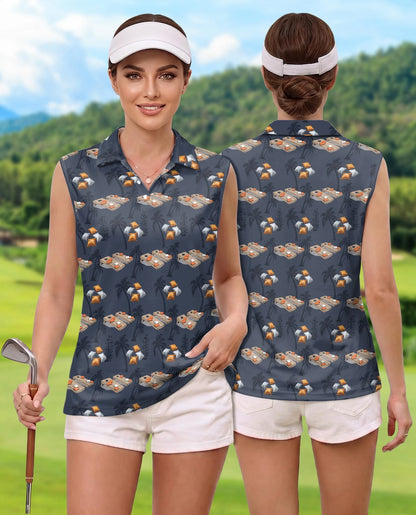Cornhole Tree Sleeveless Polo Shirt for Women | Netecom