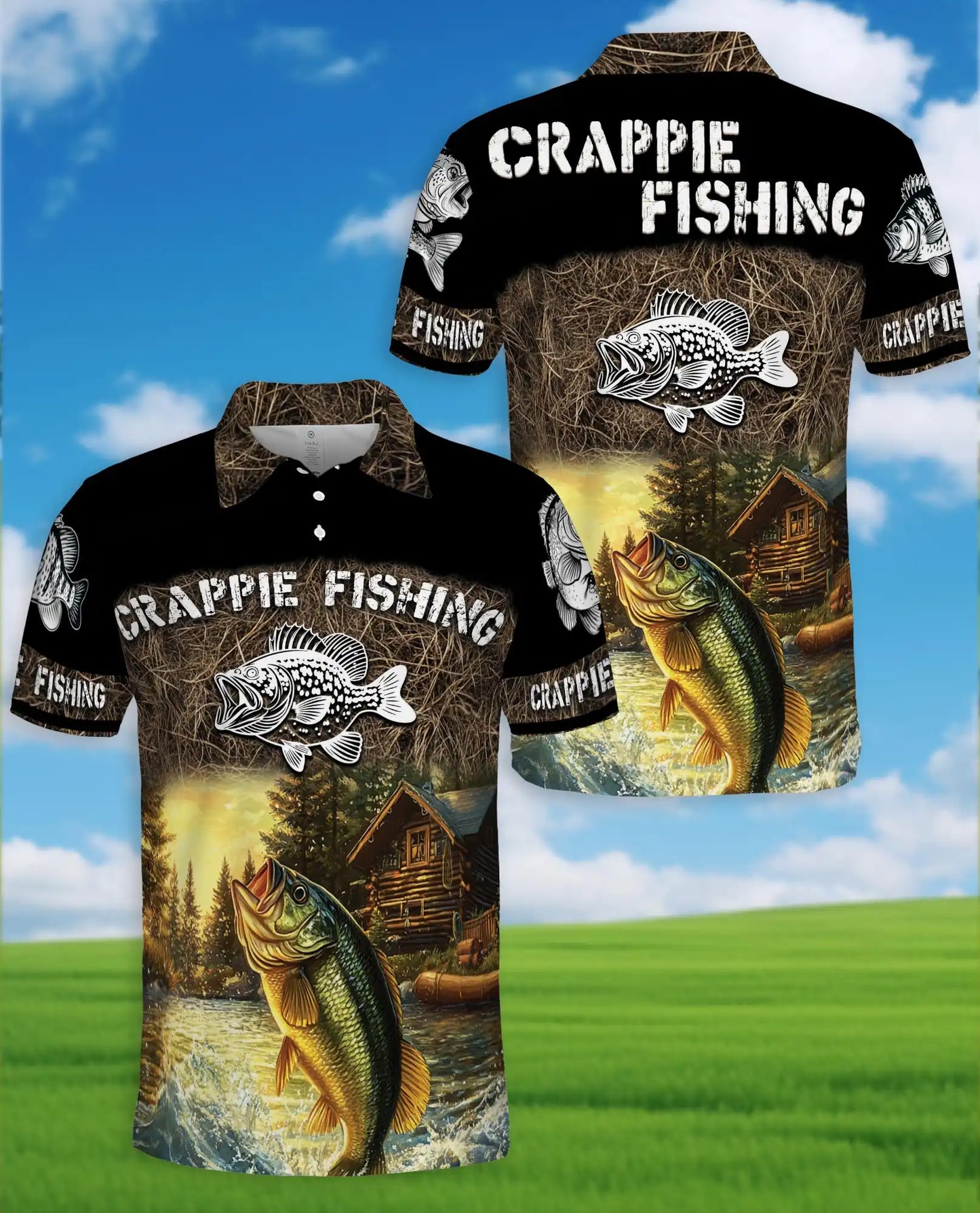 Crappie Fishing Polo Shirt - Lake Cabin Angler Style | Netecom