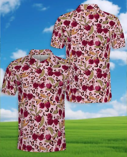 Cherry Leopard Polo Shirt for Men – Trendy Fruit Style | Netecom