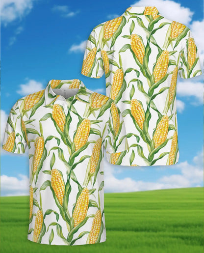 Corn Polo Shirt - Sweet Corn Farm Harvest Botanical Design | Netecom