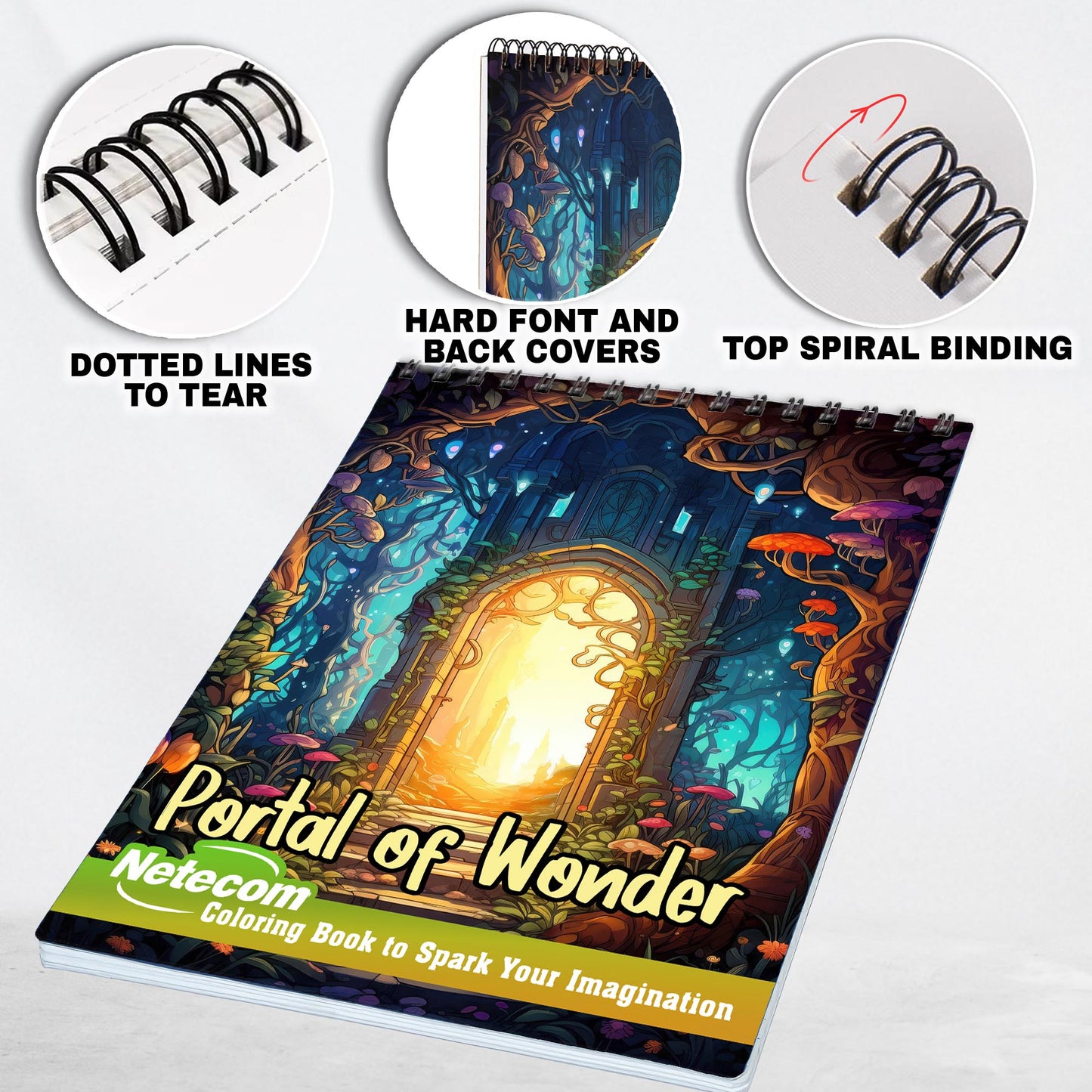 Portal of Wonder Spiral Bound Coloring Book, Embark on a Journey with 30 Captivating Coloring Pages of the Portal of Wonder, Where Magic Comes Alive.