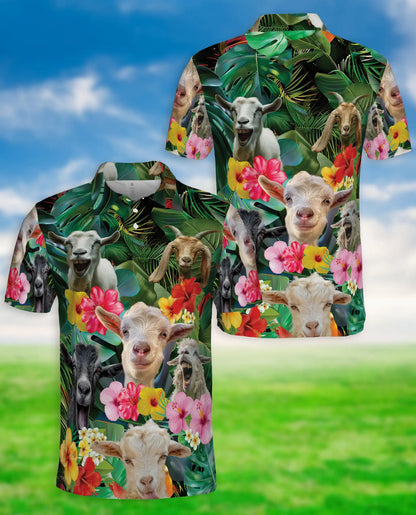 Funny Goat Hawaiian Polo Shirt | Netecom