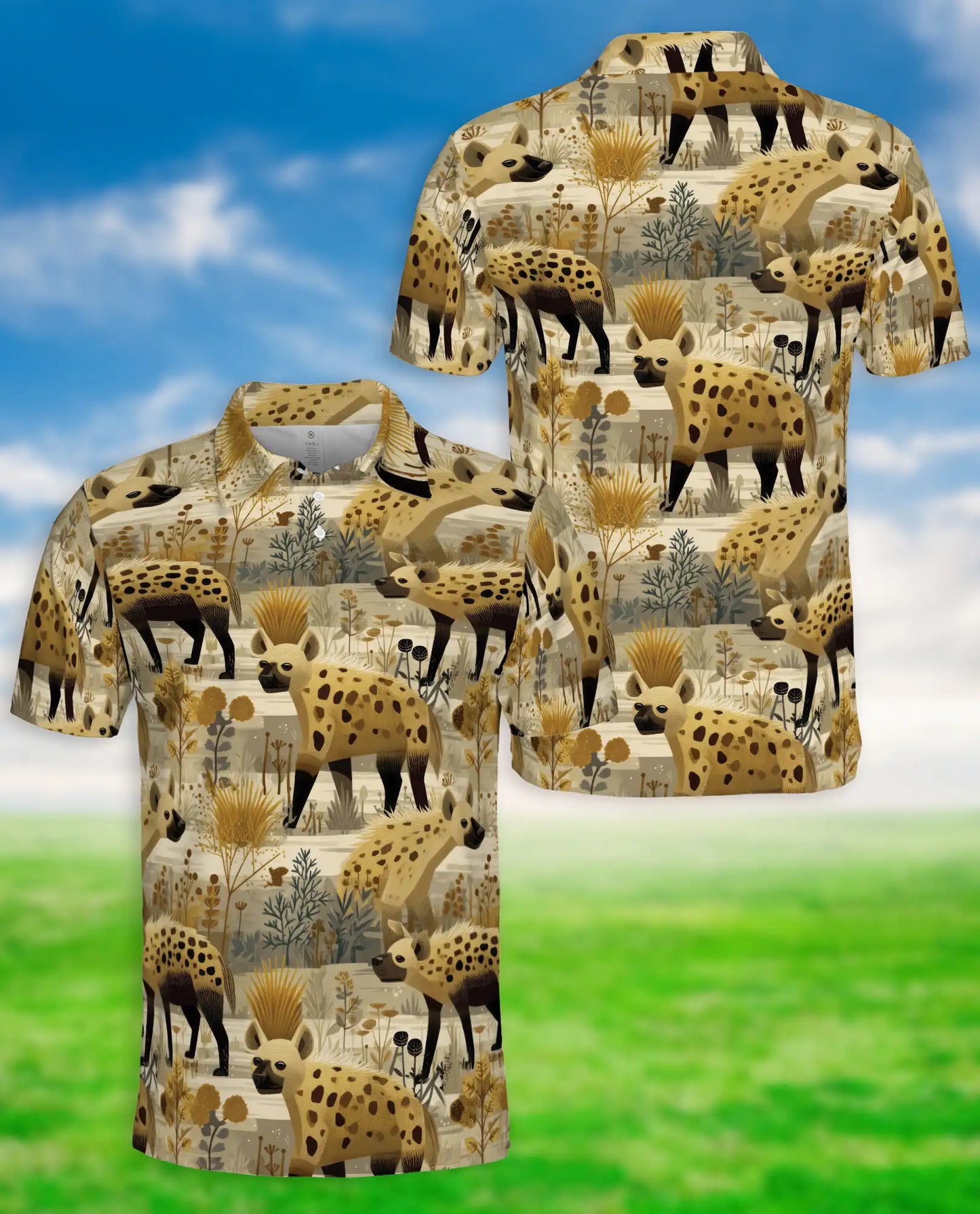 Safari Hyena Wildlife Polo Shirt African Animal Nature Pattern Design | Netecom