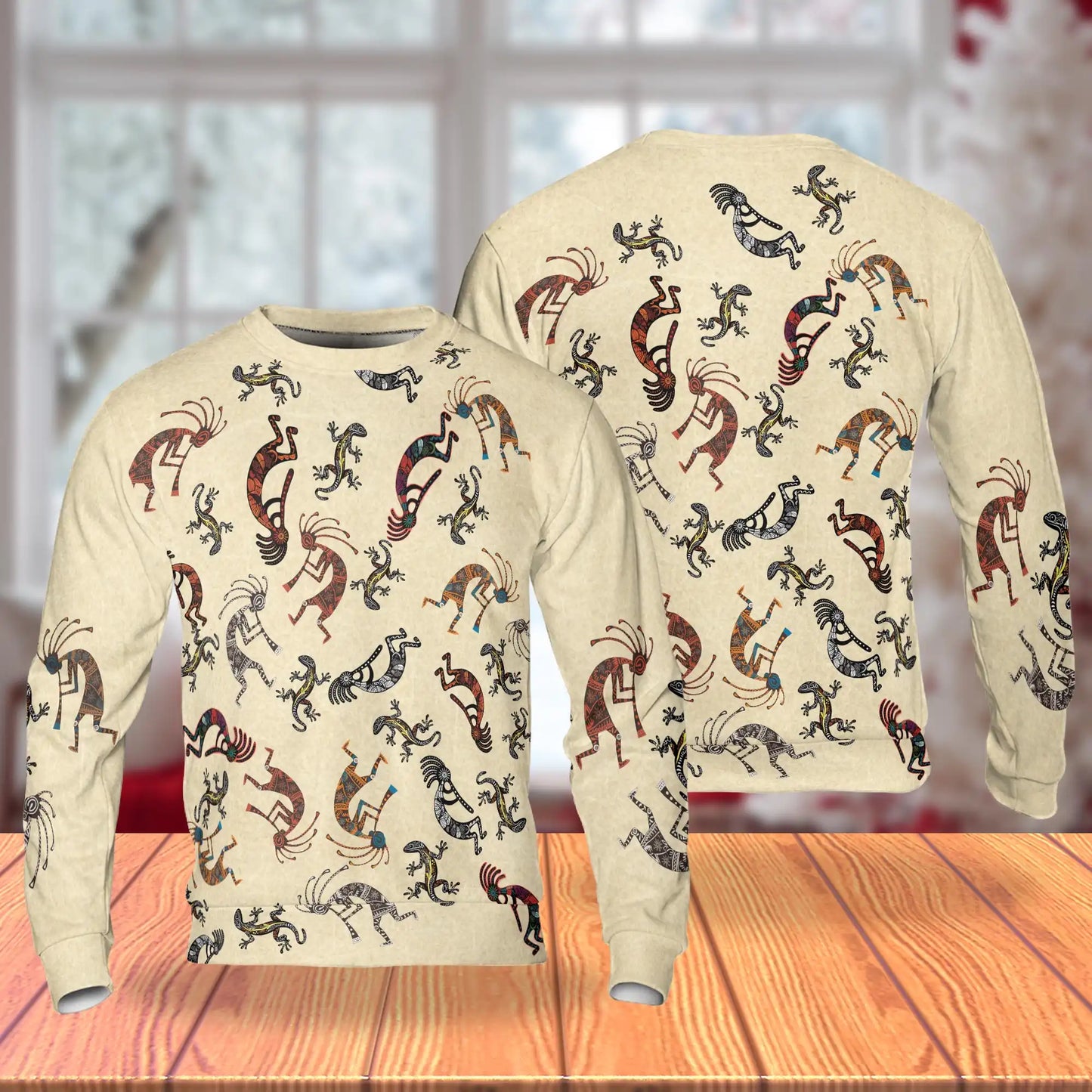 Vintage Kokopelli Sweatshirt, 3D All Over Print Peace Boho Southwest Crewneck Pullover for Men Women, Kokopelli Lover Gift - Netecom