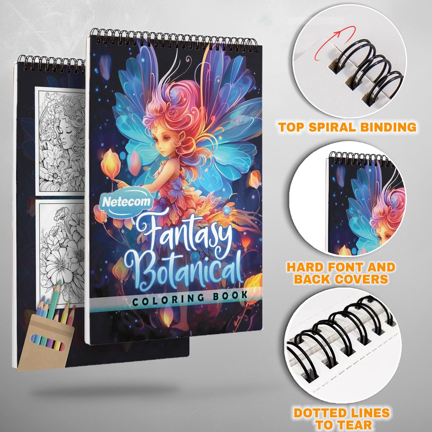 Fantasy Botanical Spiral Bound Coloring Book, Imaginative Fantasy Plants and Landscapes for a Mystical Art Adventure, Great for Fans of Magical Nature