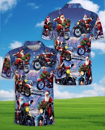 Driving with Santa Claus Polo Shirt for Men – Christmas Holiday Fun | Netecom
