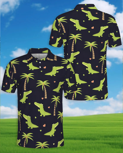 Cute Alligator Tropical 3D Polo Shirt for Men | Netecom
