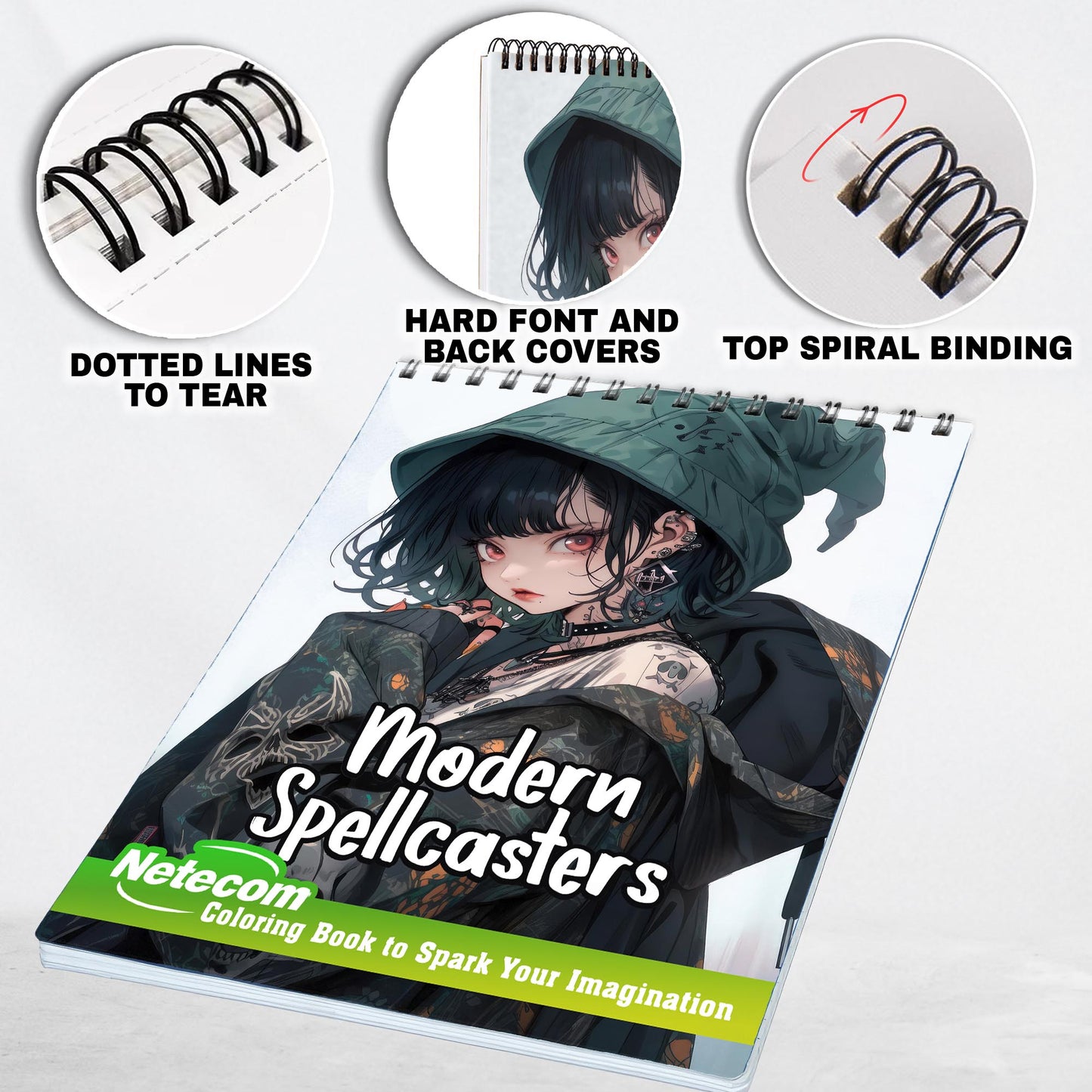 Modern Spellcasters Spiral Bound Coloring Book, Unleash Your Imagination with 30 Enchanting Coloring Pages, Exploring the Fusion of Modern Life and Mystic Arts