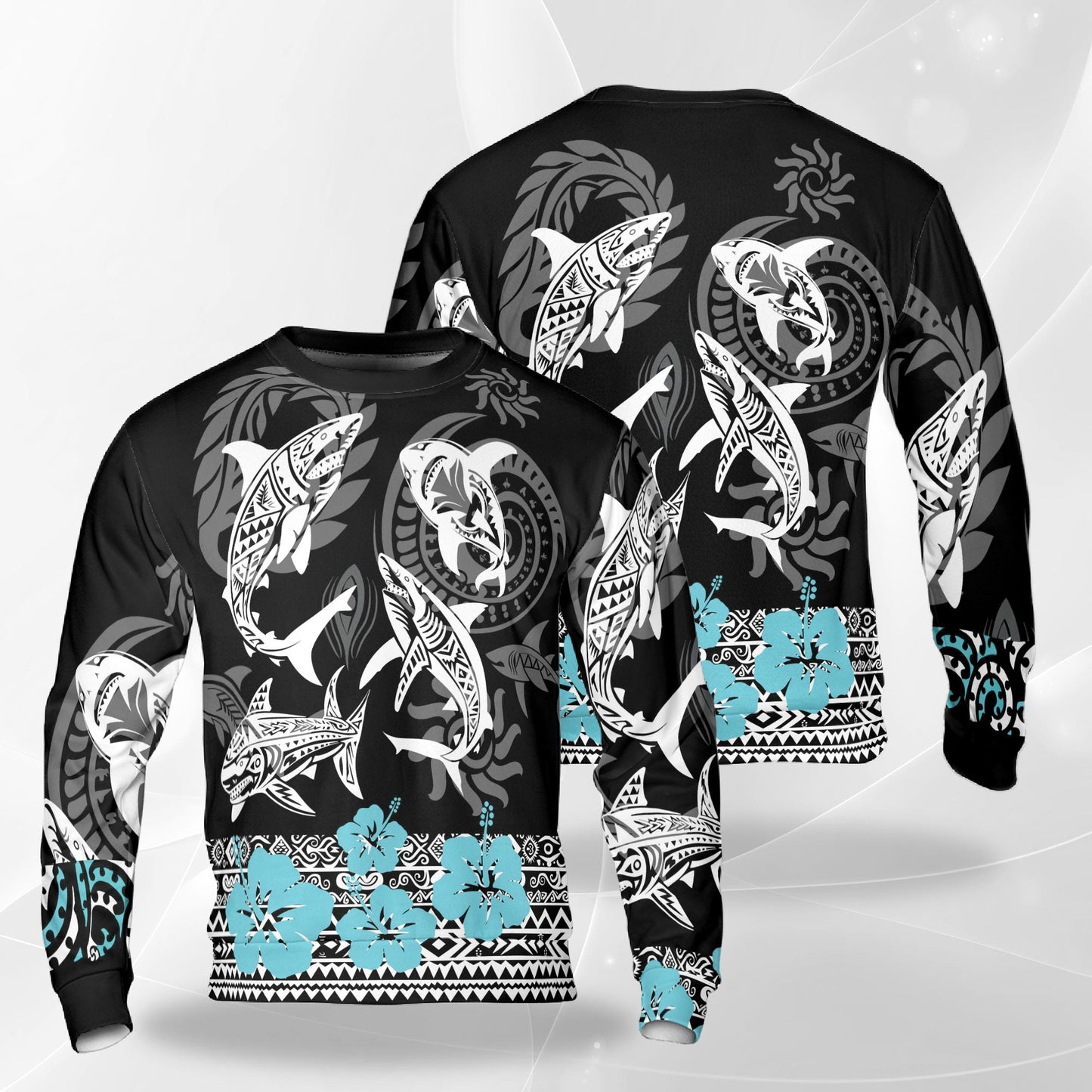 Shark Art Sweatshirt, 3D All Over Print Ocean Wildlife Crewneck Pullover for Men Women, Shark Lover Gift - Netecom