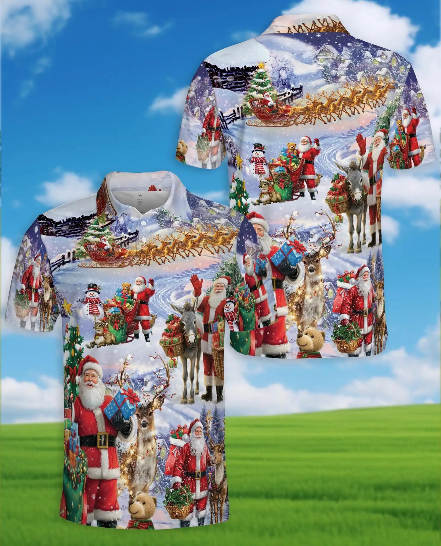 Santa Claus Christmas 3D Polo Shirt for Men – Festive Holiday Winter Style | Netecom