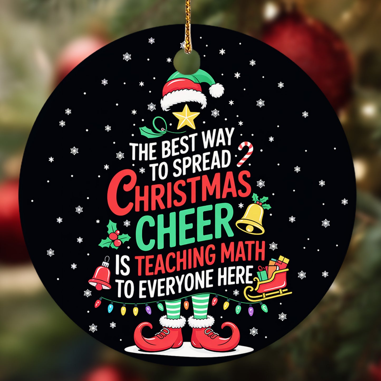 Netecom Math Christmas Ornament, The Best Way To Spread Christmas Cheer Is Teaching Math Ceramic Ornament for Xmas Tree Hanging Decorations Gift, Gifts for Teacher, Holiday Party Present