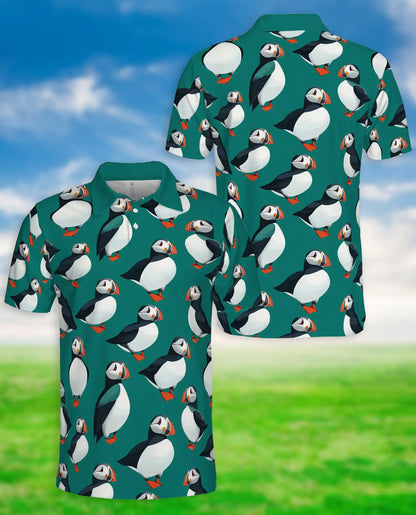 Cute Puffin Bird 3D Polo Shirt for Men – Coastal Seabird Tropical Style | Netecom