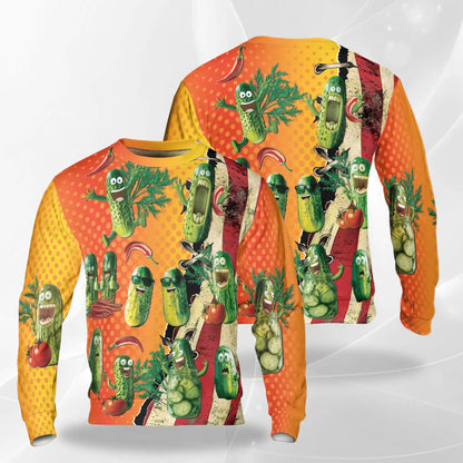 Funny Pickle Sweatshirt, 3D All Over Print Cute Pickle Crewneck Pullover for Men Women, Pickle Lover Gift - Netecom