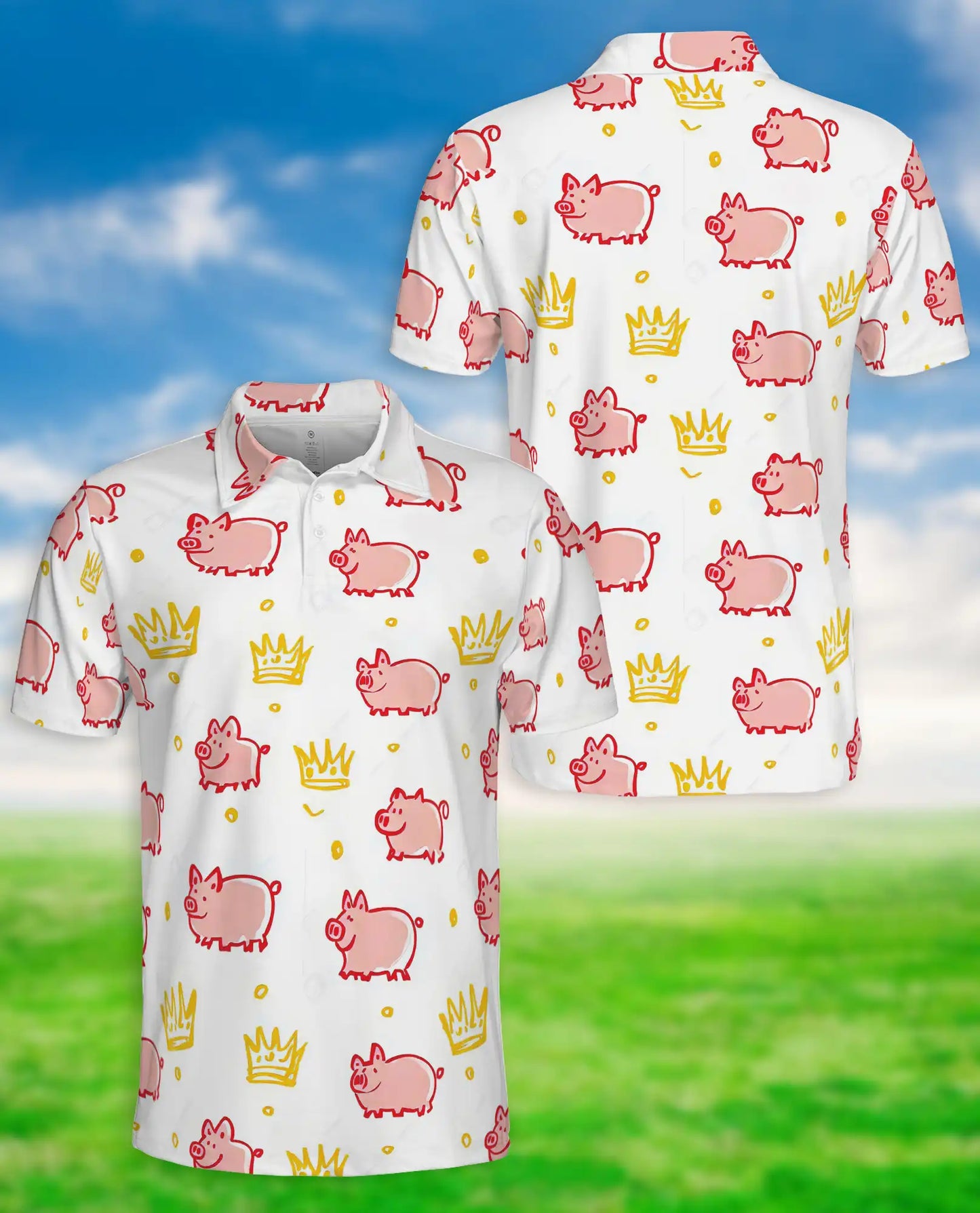 Royal Pig Polo Shirt – Cute Crown Animal Print | Netecom