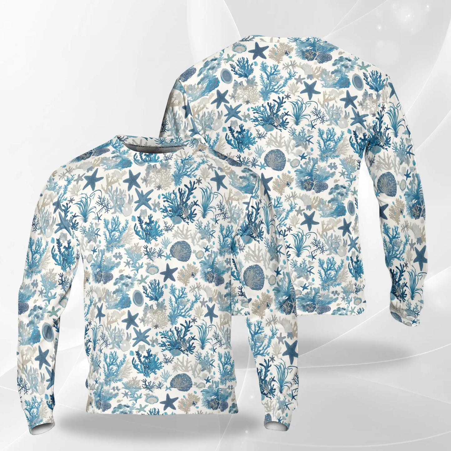 Coral Sweatshirt, 3D All Over Print Ocean Reef Crewneck Pullover for Men Women, Marine Life Lover Gift - Netecom