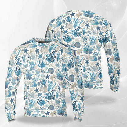 Coral Sweatshirt, 3D All Over Print Ocean Reef Crewneck Pullover for Men Women, Marine Life Lover Gift - Netecom