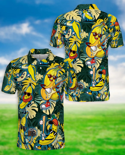 Tropical Banana Party-Polo Shirt Fun Cartoon Fruit Print | Netecom