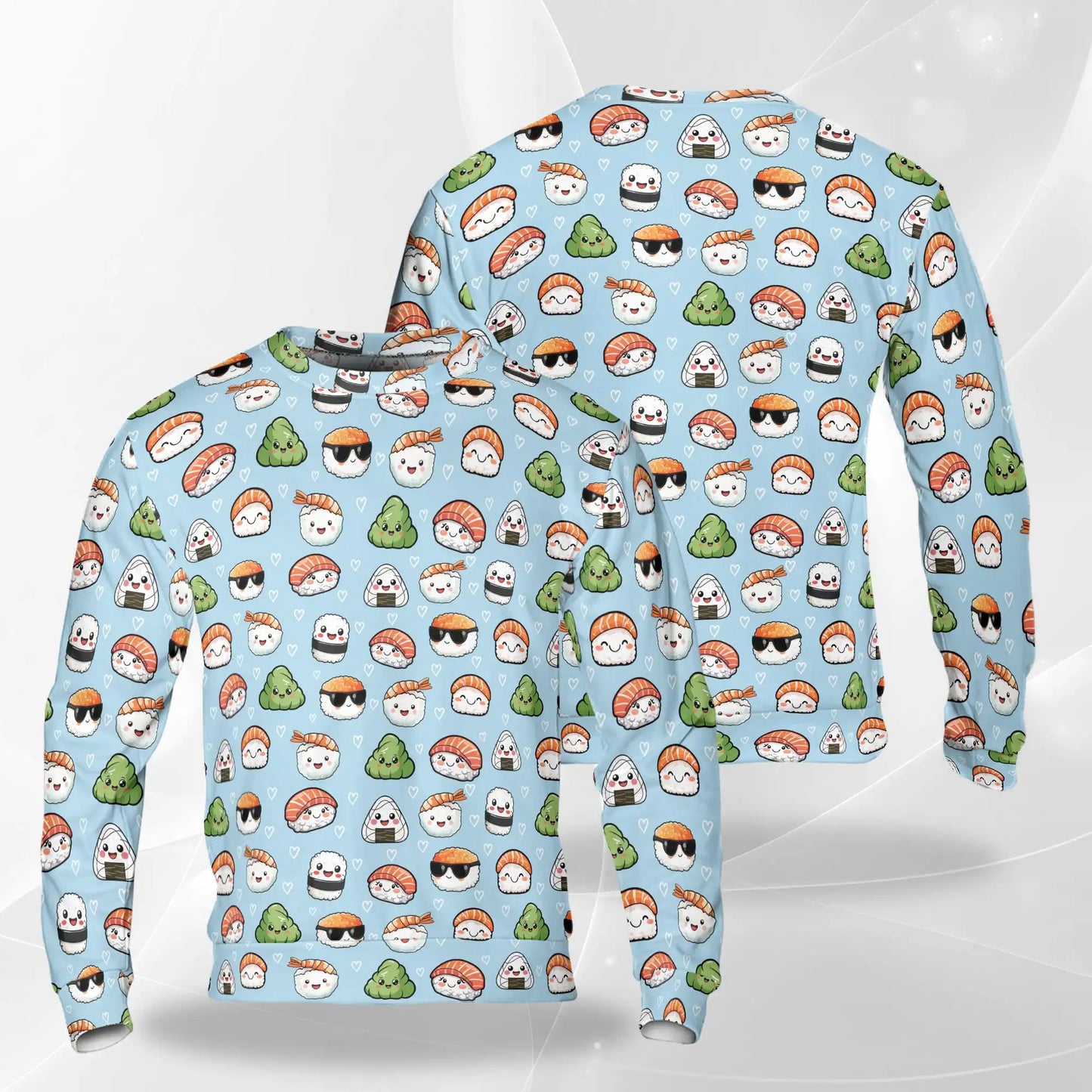 Sushi Pattern Sweatshirt, 3D All Over Print Japanese Food Crewneck Pullover for Men Women, Sushi Lover Gift - Netecom