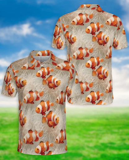 Clownfish Ocean Reef Polo Shirt Tropical Marine Life Coastal Pattern | Netecom