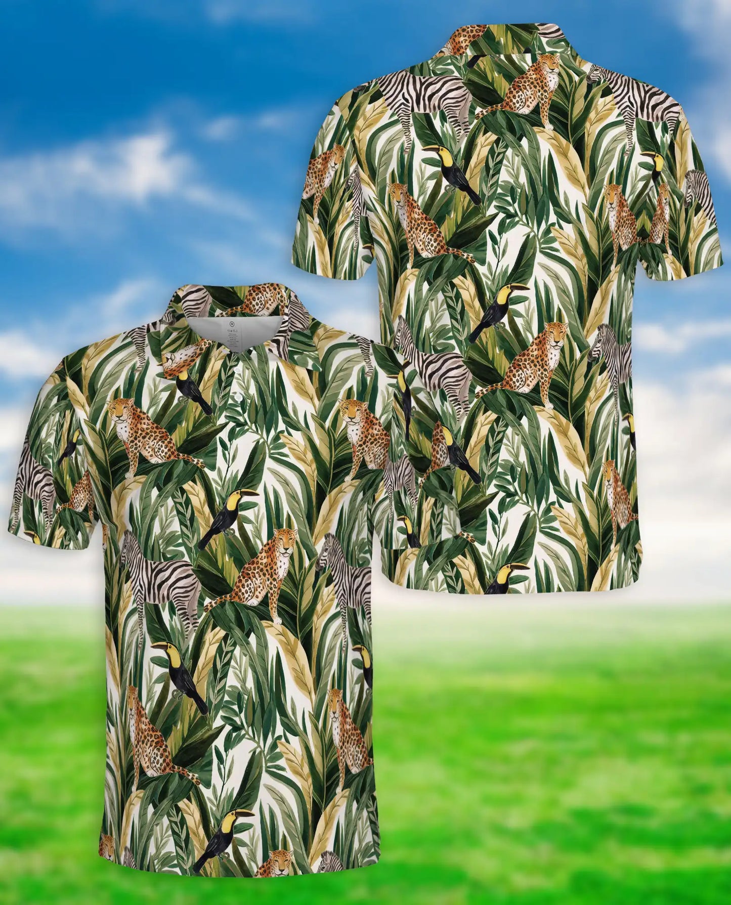 Safari Animal Tropical Hawaiian Polo Shirt | Netecom