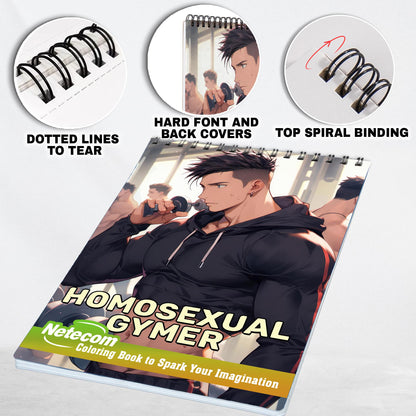 Homosexual Gymer Spiral Bound Coloring Book, Embrace the Journey to Self-Confidence with 30 Inspiring Pages, Where Love and Fitness Flourish.