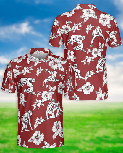 Red Hawaiian Wrestling Polo Shirt – Retro Style | Netecom
