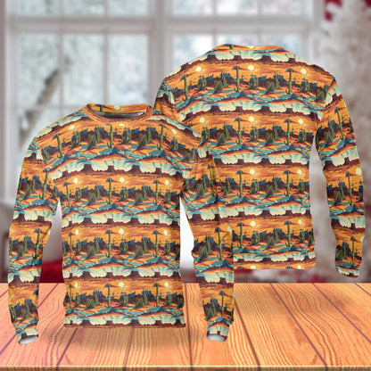 Desert Landscape Sweatshirt, 3D All Over Print Southwest Nature Crewneck Pullover for Men Women, Desert Lover Gift - Netecom