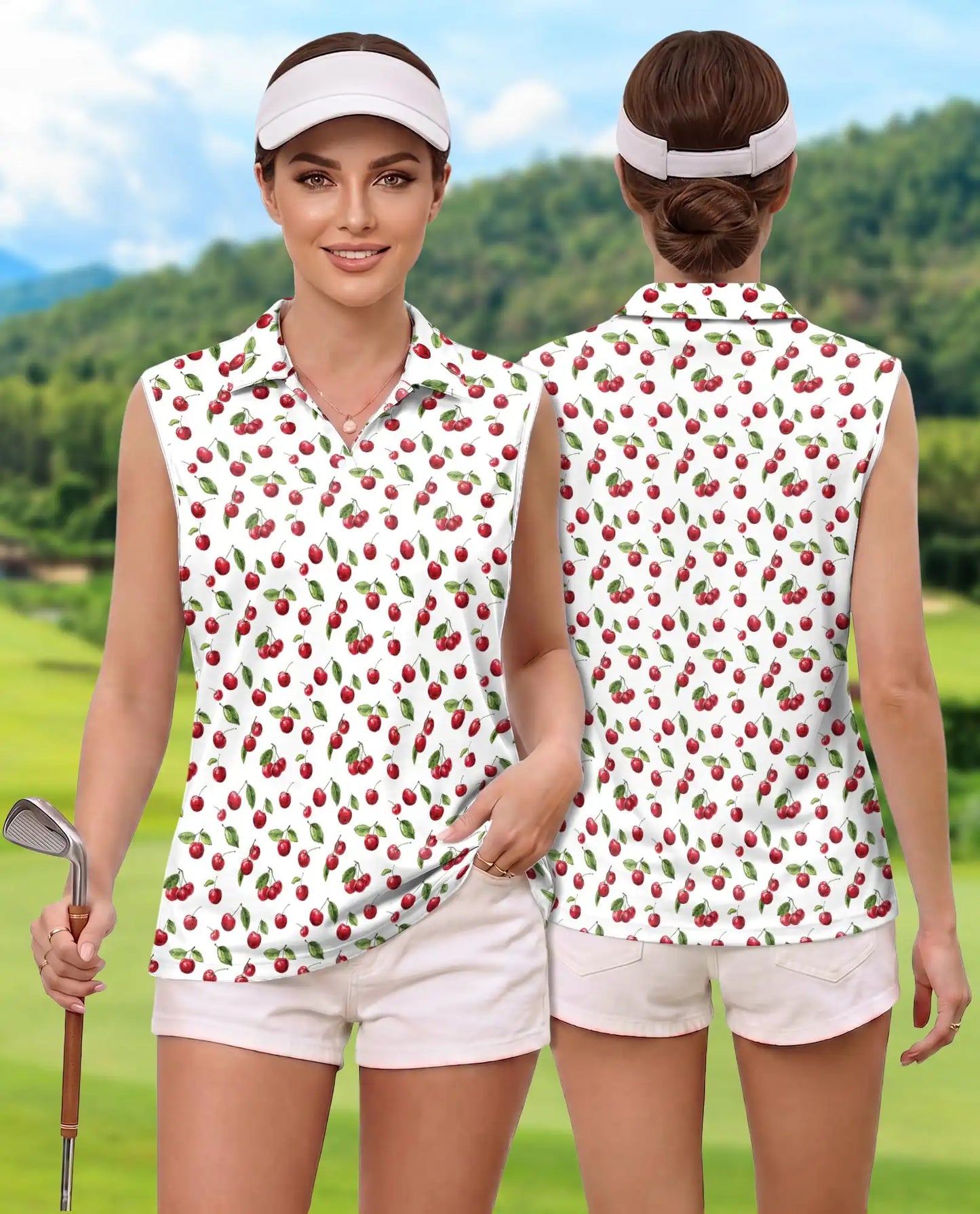 The Cherry Sleeveless Polo Shirt for Women – Sweet Fruit Summer Style | Netecom