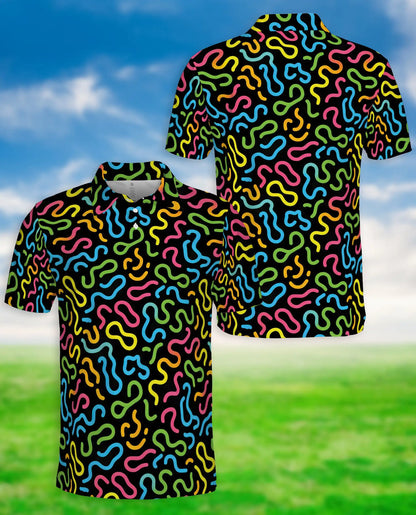 Retro Memphis Pattern Polo Shirt for Men-Colorful Abstract Style | Netecom