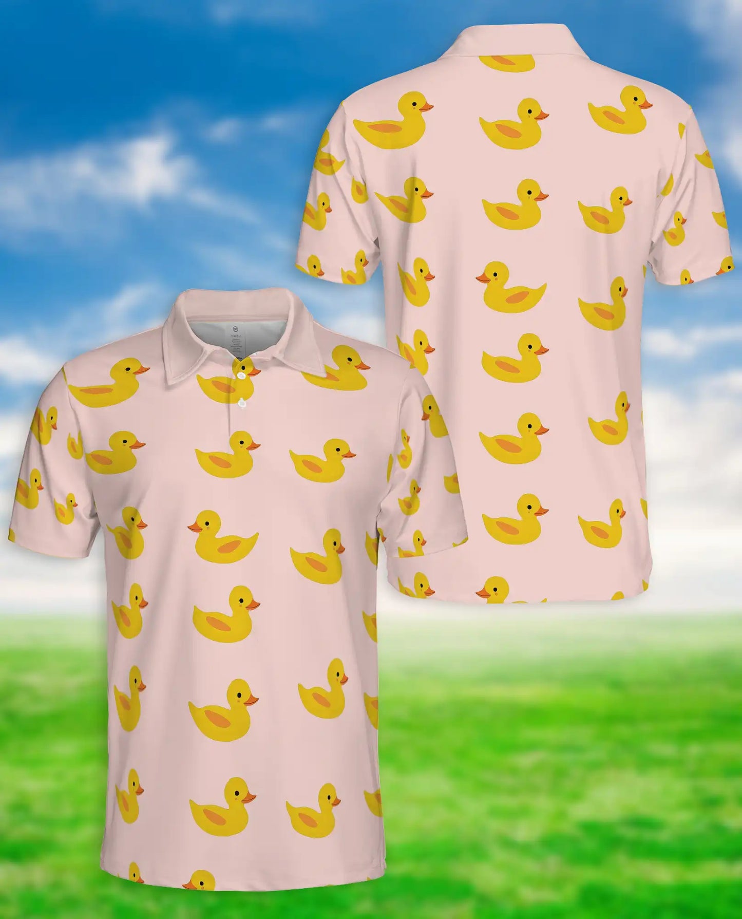 Cute Rubber Duck 3D Polo Shirt for Men – Minimal Cartoon Style | Netecom