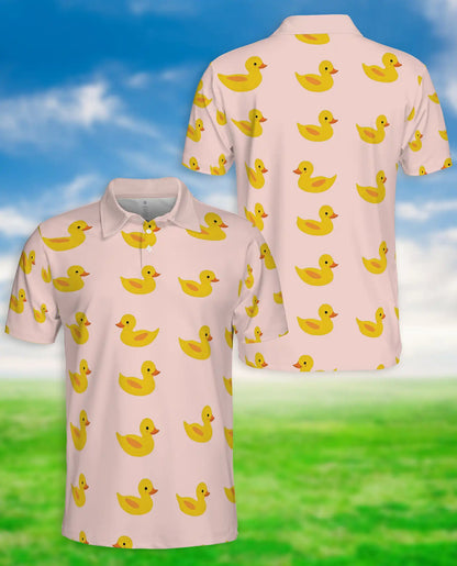 Cute Rubber Duck 3D Polo Shirt for Men – Minimal Cartoon Style | Netecom