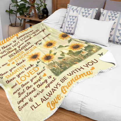 Netecom Personalized To My Granddaughter Blanket from Grandma and Grandpa, Ultra Soft Warm Sunflower Butterfly Throw Blanket for Couch, Bed or Sofa, Present for Christmas, Graduation or Anniversary