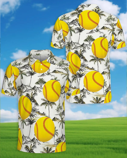 Softball Polo Shirt for Men-Tropical Palm Tree Summer Shirt | Netecom