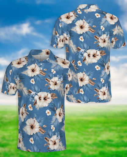 Blue Hibiscus Floral Polo Shirt | Netecom