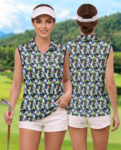Amazing Butterfly Sleeveless Polo Shirt for Women | Netecom