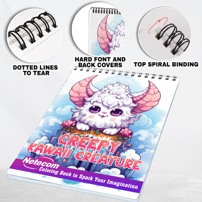 Creepy Kawaii Creature Spiral Bound Coloring Book, Dive into the Delightful Darkness: 30 Enchanting Creepy Kawaii Creature Coloring Pages for Gothic Art Lovers