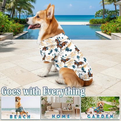Netecom Softball Hibiscus Hawaiian Aloha Shirt for Dog and Owner, Matching Summer Button Down Pet and Human Outfit, Lightweight Beach Vacation Apparel
