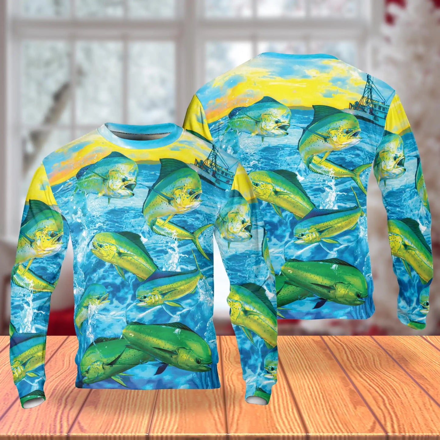 Go Fishing Mahi Mahi Ocean Sweatshirt, 3D All Over Print Tropical Fishing Crewneck Pullover for Men Women, Angler Gift - Netecom