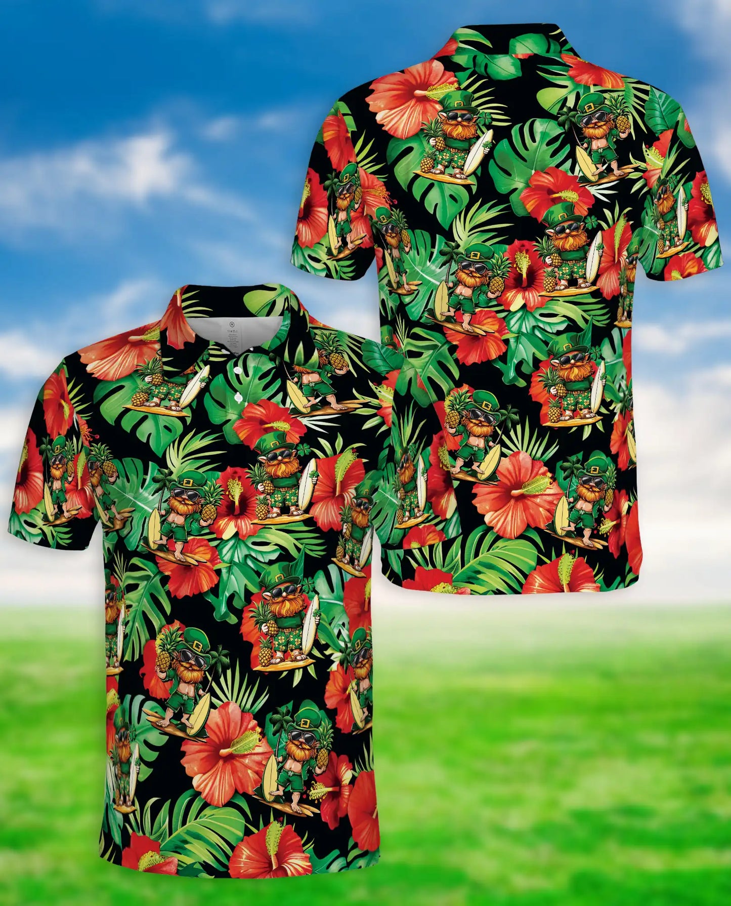 Leprechaun Surf Hawaiian Polo Shirt | Netecom