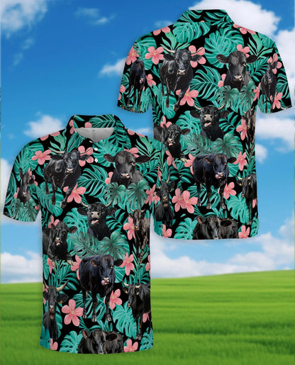 Tropical Black Cow Polo Shirt for Men – Farm Animal Lover Style | Netecom