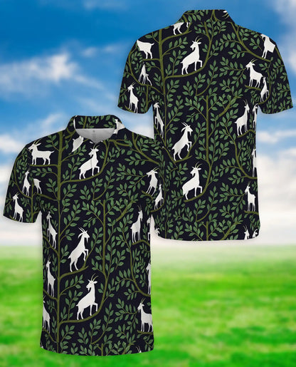 Botanical Goat Polo Shirt – Woodland Nature Print | Netecom