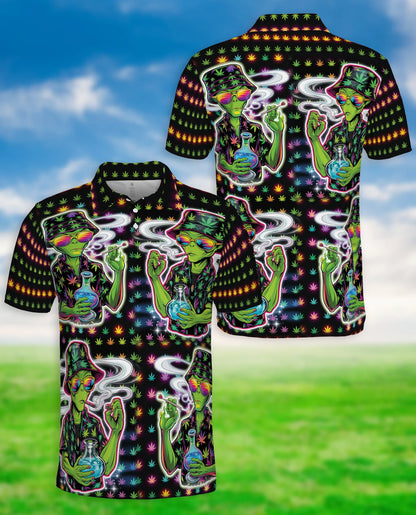 Funny Alien Neon 3D Polo Shirt for Men – Psychedelic Space Style | Netecom