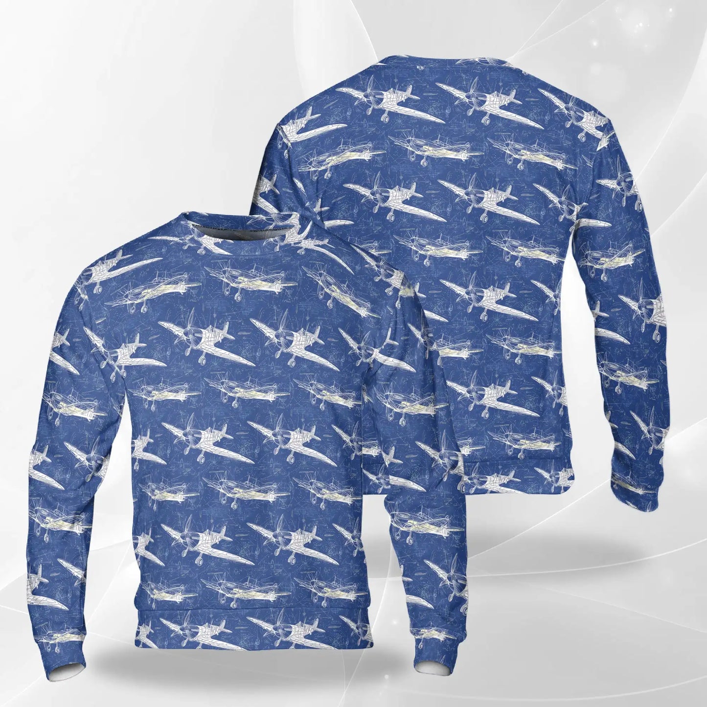 Vintage Aircraft Sweatshirt, 3D All Over Print Retro Aviation Crewneck Pullover for Men Women, Aircraft Lover Gift - Netecom