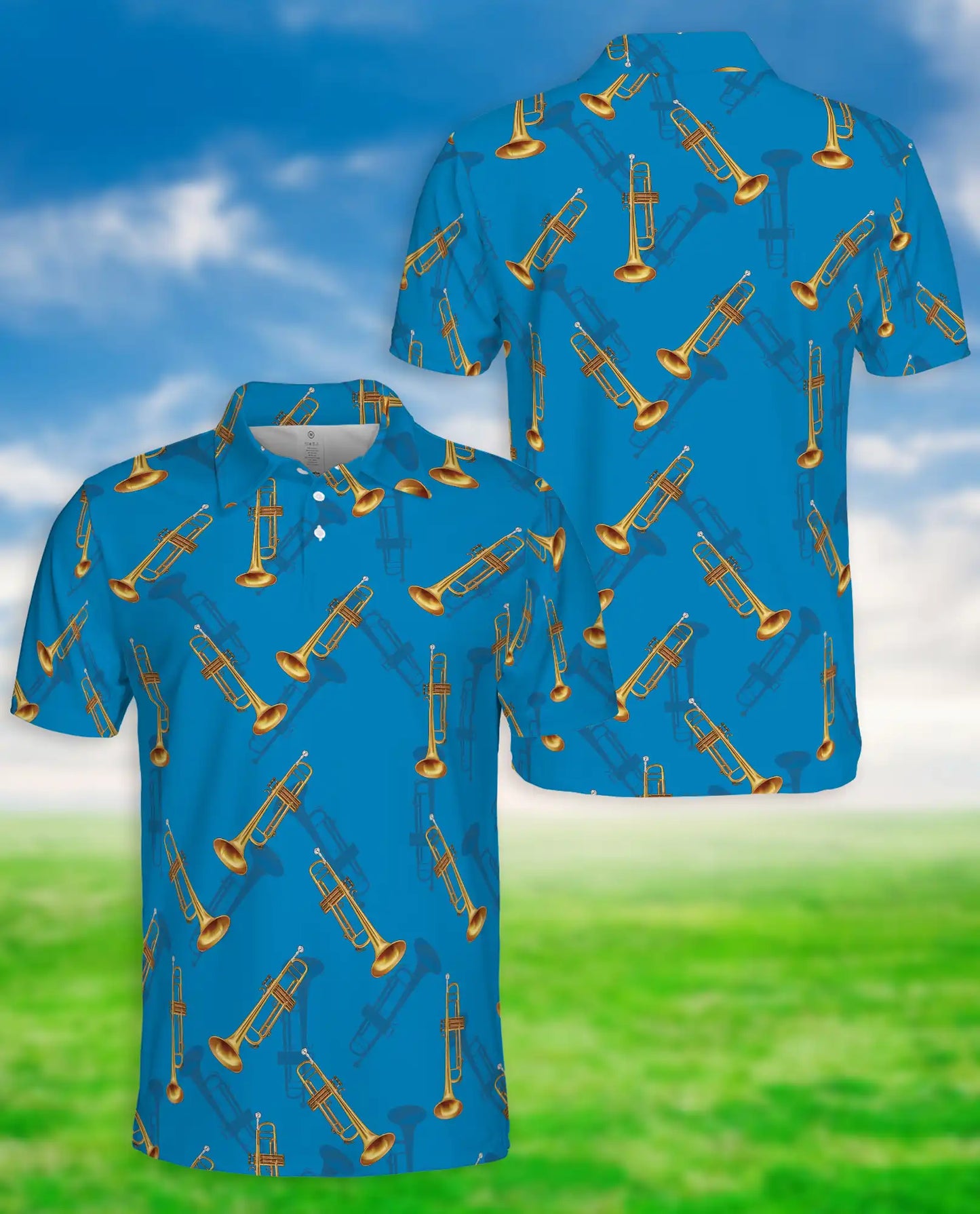 Trumpet Music Hawaiian 3D Polo Shirt for Men | Netecom