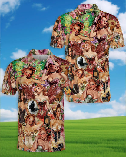 Vintage Dancer Pinup Carnival Polo Shirt for Men – Retro Circus Style | Netecom
