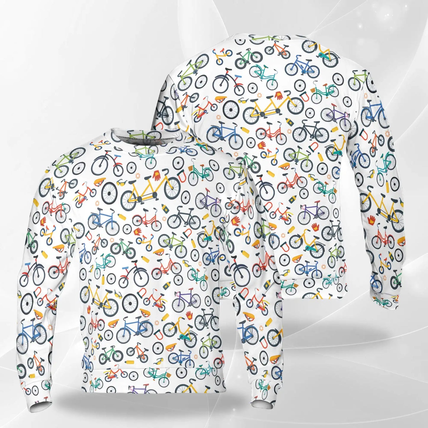 Mini Bicycle Sweatshirt, 3D All Over Print Vintage Cycling Crewneck Pullover for Men Women, Bicycle Lover Gift - Netecom